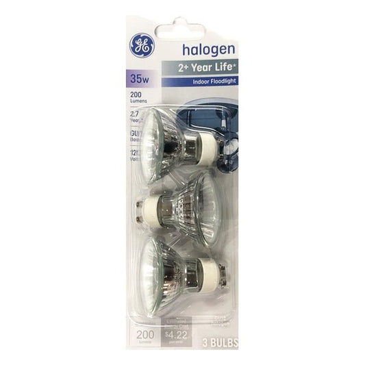 GE 35 Watt GU10 Halogen Indoor Flood Light Bulbs - Warm White (3 Pack) - $5 Outlet