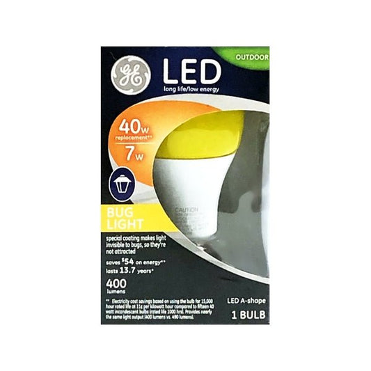 GE 7 Watt LED Bug Light Bulb - Outdoor Yellow Light (40W Equiv.) - $5 Outlet