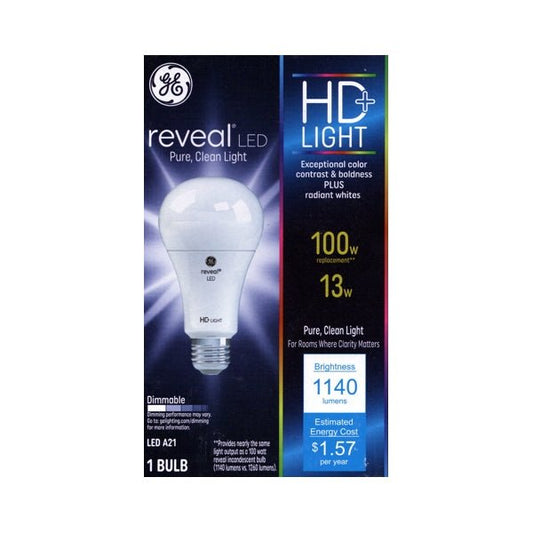 GE Reveal HD 13W Dimmable LED Light Bulb (1 Count) 100W replacement using only 13 Watts - $5 Outlet