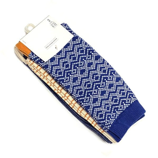Goodfellow Men's Argyle Stripes Knit Crew Style Socks - Blue/Cream (3 Pair) - $5 Outlet