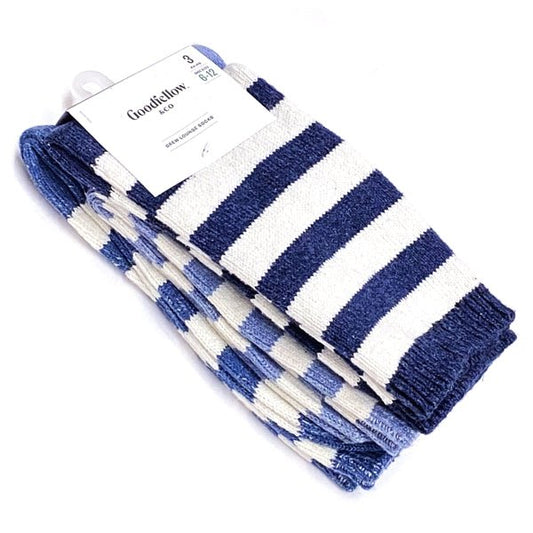 Goodfellow Men's Casual Striped Knit Crew Style Socks - Blue, White (3 Pair) - $5 Outlet