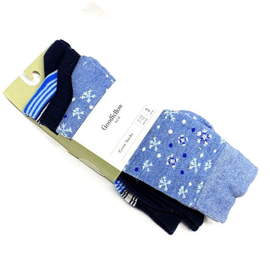Goodfellow Men's Snowflakes Stripes Knit Crew Style Socks - Blue (3 Pair) - $5 Outlet