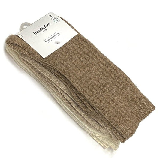 Goodfellow Men's Waffle Knit Crew Style Socks - Brown, Tan, Cream (3 Pair) - $5 Outlet