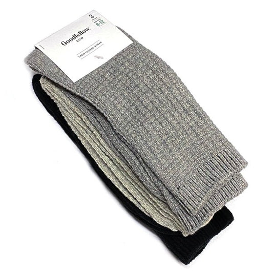 Goodfellow Men's Waffle Knit Crew Style Socks - Gray Black (3 Pair) - $5 Outlet