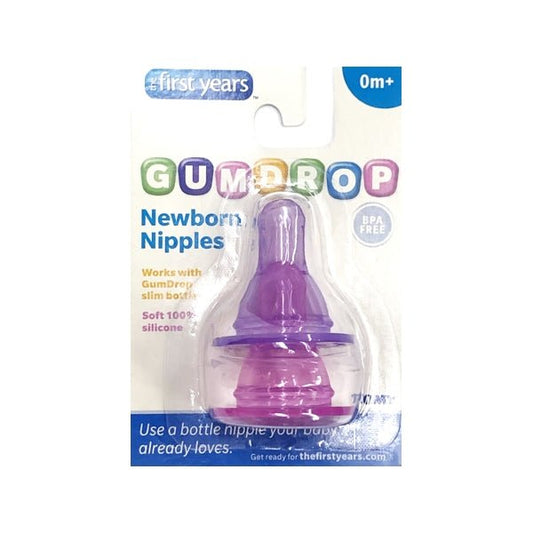 Gumdrop Newborn Nipples for Slim Bottles - Pink Purple (2 Pack) - DollarFanatic.com