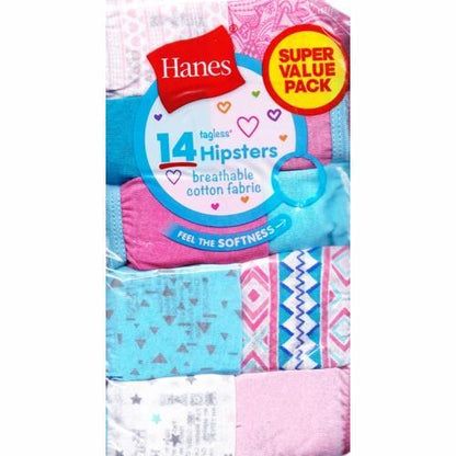 Hanes Girls' Tagless Cotton Hipsters Underwear (14 Pack) Size 6 - DollarFanatic.com