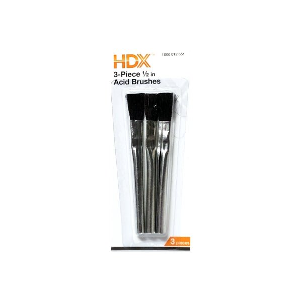 HDX Acid Flux Brushes - 1/2" x 4" (3 Pack) 100% Pure Stiff Horsehair - DollarFanatic.com