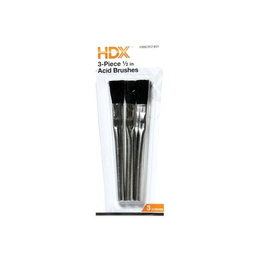 HDX Acid Flux Brushes - 1/2" x 4" (3 Pack) 100% Pure Stiff Horsehair - DollarFanatic.com