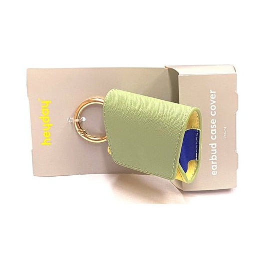 HeyDay Ear Buds Textured Faux Leather Case Cover with Carabiner Clip for AirPods Charging Case - Olive Green/Yellow/Blue (Fits AirPods Pro) - $5 Outlet