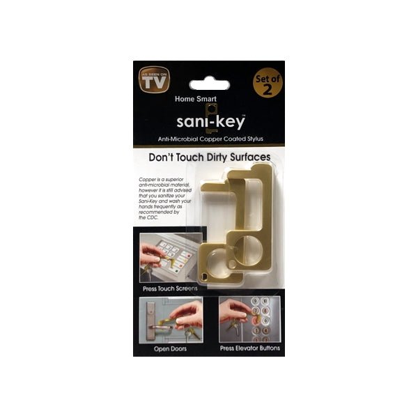 Home Smart Sani-Key Anti-Microbial Copper Coated Hands Free Stylus Tool - Gold (2 Count) As Seen On TV - DollarFanatic.com