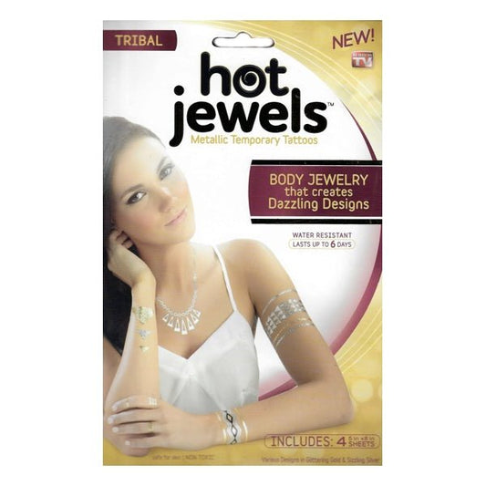 Hot Jewels Shimmer Metallic Jewelry Temporary Tattoos - Tribal (4 Sheets) As Seen On TV - DollarFanatic.com