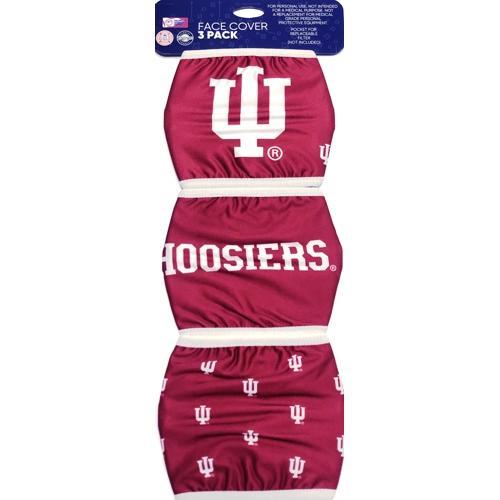 Indiana Hoosiers Cloth Face Masks with Ear Loops and Filter Pocket (3 Pack) Adult - $5 Outlet