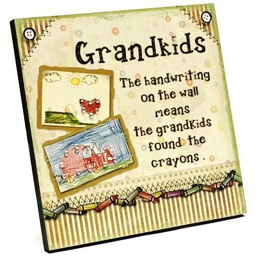 Keypoint Grandparents Fun Handcrafted Decorative Wood Plaque Gift Boxed (8" x 8") - DollarFanatic.com