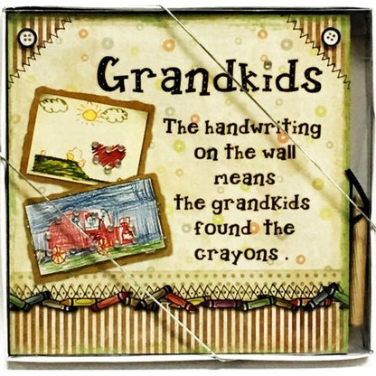 Keypoint Grandparents Fun Handcrafted Decorative Wood Plaque Gift Boxed (8" x 8") - DollarFanatic.com