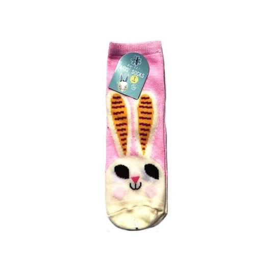 Kids Colorful Socks - Pink with Bunny (One Pair) Select Size - DollarFanatic.com