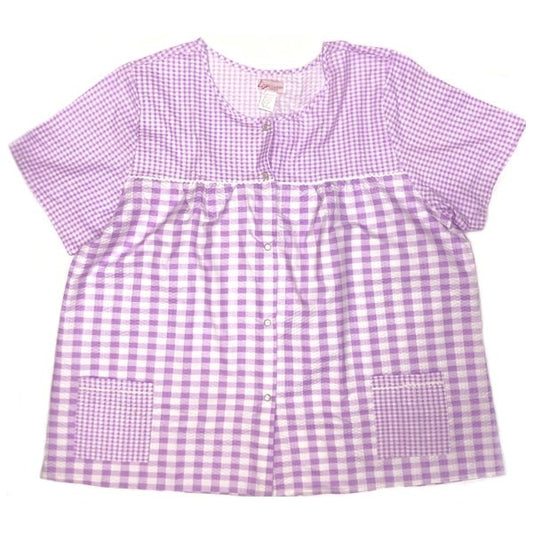 Lati Fashion Womens Night Shirt Sleepwear with Front Pockets - Lavender Gingham Check (Size 2XL) - DollarFanatic.com