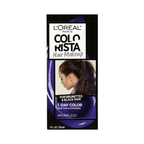 L'Oreal Colorista Hair Makeup Temporary 1-Day Hair Color Kit (Purple50) For Brunettes & Black Hair - $5 Outlet