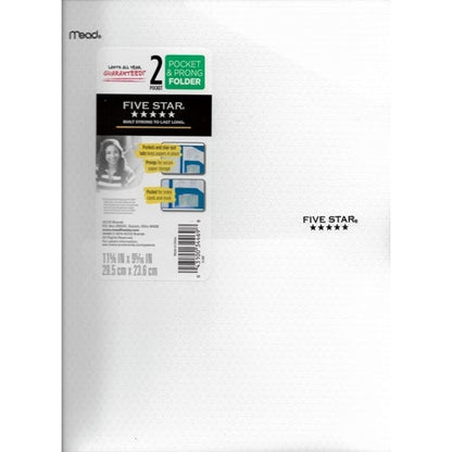 Mead Five Star 2-Pocket Prong Plastic Portfolio Folder (Select Color) - DollarFanatic.com