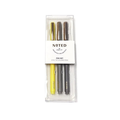 Noted by Post-it Neutral Color Felt-Tip Pen Set - Yellow, Gray, Charcoal (3-Piece Set) - DollarFanatic.com