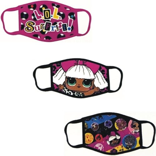 Novelty Pink Kids Fabric Face Masks with Ear Loops (3 Pack) 3-Layer Design - DollarFanatic.com