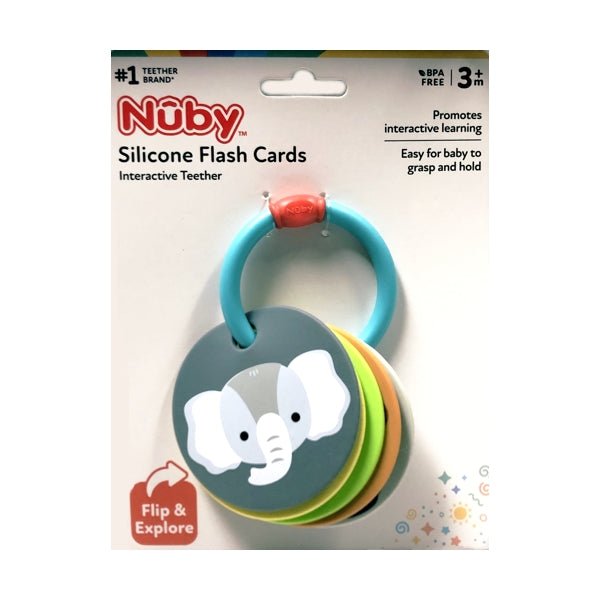 Nuby Silicone Interactive Teether - Animal Flash Cards (For 3 mos.+) Easy for baby to grasp and hold, BPA Free - DollarFanatic.com