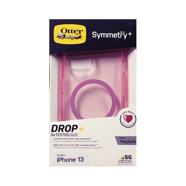 OtterBox iPhone 13 Symmetry+ Series Antimicrobial Phone Case - Transparent Pink (77-86137) For MagSafe - DollarFanatic.com