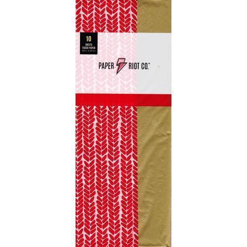 Paper Riot Red Herringbone/Gold Gift Wrap Tissue Paper Sheets (10 sheets) - DollarFanatic.com