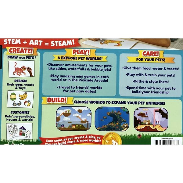 Pixicade Pets Art Kit & Storage Case (14-Piece Kit) Includes Markers and Stickers - DollarFanatic.com