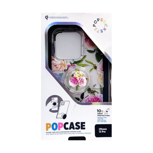 PopSocket iPhone 13 Pro PopCase Protective Phone Case with Integrated PopGrip Slide - Clear Vintage Floral (Fits iPhone 13 Pro) - DollarFanatic.com