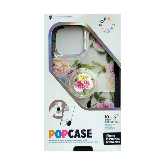 PopSockets iPhone 13 Pro Max PopCase Protective Phone Case with Integrated PopGrip Slide - Clear Vintage Floral (Fits iPhone 13 Pro Max and iPhone 12 Pro Max) - $5 Outlet