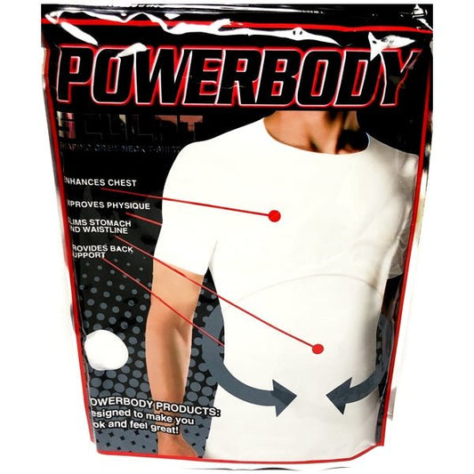 Powerbody Sculpt Men's Shaping Crew Neck T-Shirt - White (Size 3XL) - DollarFanatic.com