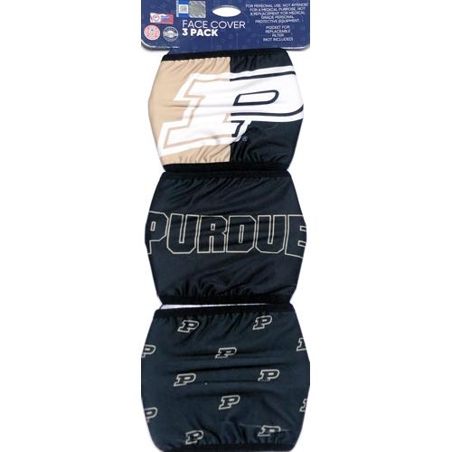 Purdue Boilermakers Cloth Face Masks with Ear Loops and Filter Pocket (3 Pack) Adult - $5 Outlet