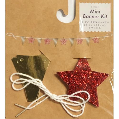 Red Glitter Star Mini Banner Kit (24") - DollarFanatic.com