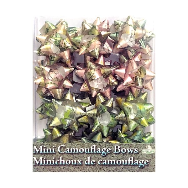 Rivers Edge Mini Gift Bows - Camouflage (24 Pack) Includes Green Camo and Pink Camo - DollarFanatic.com