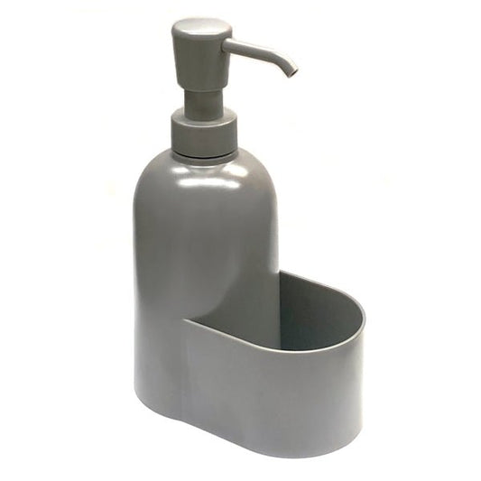 Room Essentials Hand Soap Dispenser with Sponge Holder Caddy - Gray (Holds up to 15 fl. oz.) One-Piece Design - DollarFanatic.com