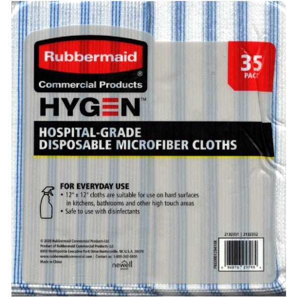 Rubbermaid Hygen 12" x 12" Disposable Microfiber Cloths - Hospital Grade (35 Pack) - DollarFanatic.com