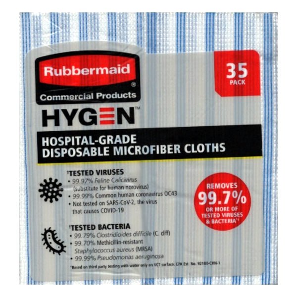 Rubbermaid Hygen 12" x 12" Disposable Microfiber Cloths - Hospital Grade (35 Pack) - DollarFanatic.com