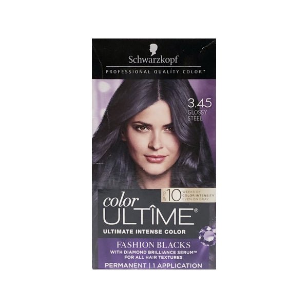 Schwarzkopf Color Ultime Fashion Blacks Permanent Hair Color Kit (3.45 Glossy Steel) For All Hair Textures - DollarFanatic.com