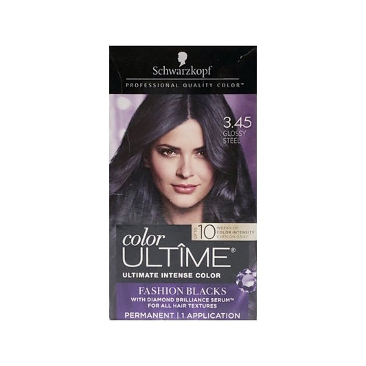 Schwarzkopf Color Ultime Fashion Blacks Permanent Hair Color Kit (3.45 Glossy Steel) For All Hair Textures - DollarFanatic.com
