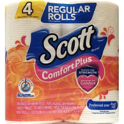 Scott Comfort Plus Toilet Paper (4 Rolls) - DollarFanatic.com
