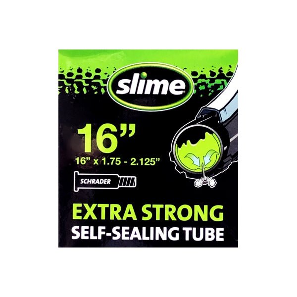 Slime Extra Strong Self-Sealing Bike Tube (16" x 1.75-2.125") Schrader Valve, No More Flats - DollarFanatic.com
