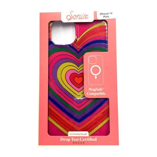 Sonix iPhone 14 Plus Protective Phone Case - Rainbow Hearts (MagSafe Compatible) Drop Test Certified - $5 Outlet