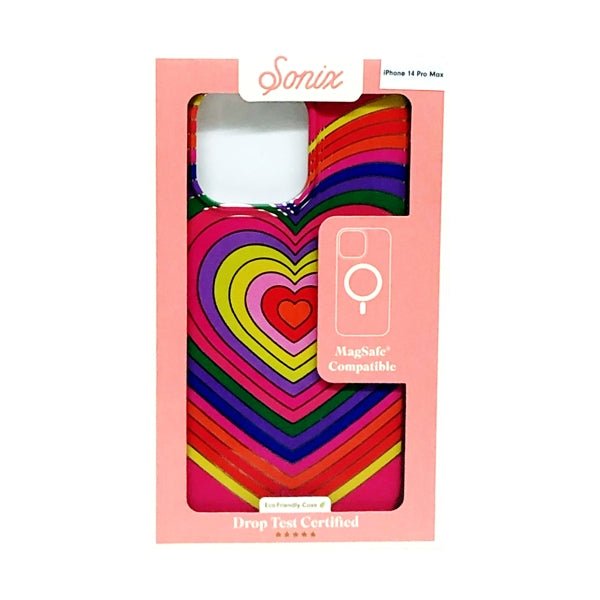 Sonix iPhone 14 Pro Max Protective Phone Case - Rainbow Hearts (MagSafe Compatible) Drop Test Certified - DollarFanatic.com