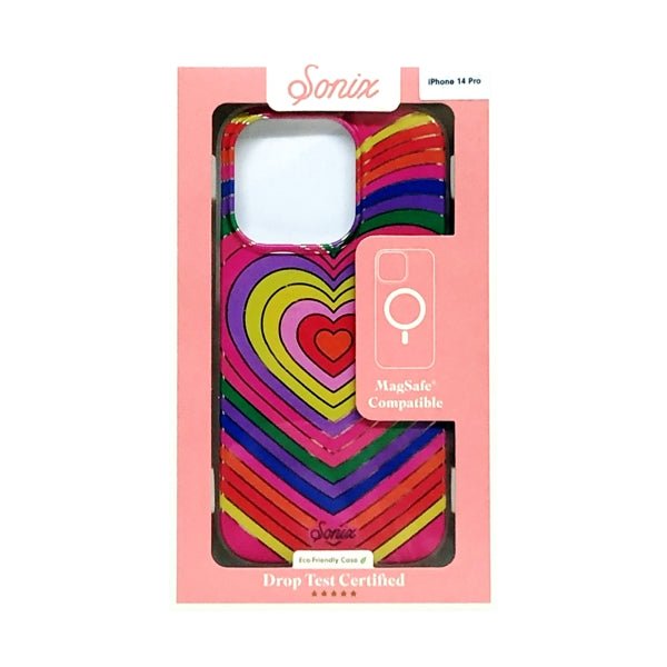 Sonix iPhone 14 Pro Protective Phone Case - Rainbow Hearts (MagSafe Compatible) Drop Test Certified - DollarFanatic.com