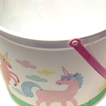 Spritz Unicorns Jumbo Plastic Bucket with Handle - White/Pink (9.5" x 7.75") - DollarFanatic.com