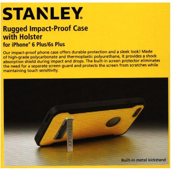 Stanley iPhone 6 Plus Rugged Impact-Proof Protection Phone Case with Holster - Black/Yellow (For iPhone 6 Plus/iPhone 6s Plus) - DollarFanatic.com
