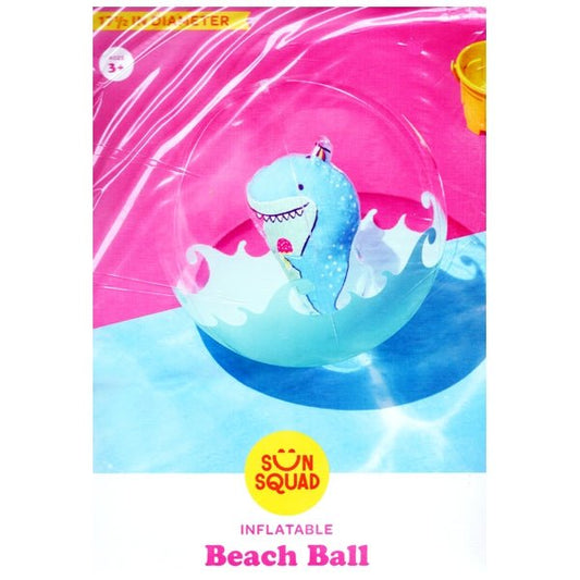 Sun Squad Blue Shark Clear Beach Ball (Inflates to 17.5" Dia.) - DollarFanatic.com
