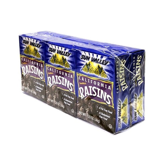 Sun Valley California Seedless Raisins - 1.33 oz. Box (6-Pack) Fat free, Cholesterol free and Gluten free - DollarFanatic.com