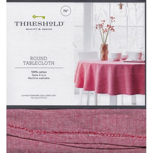 Threshold Chambray Hemstitch Round Table Cloth - Red (70" Round) - $5 Outlet