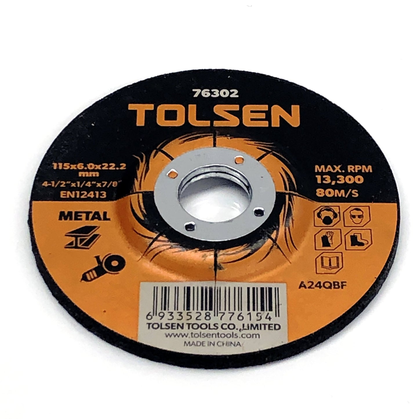 Tolsen 4-1/2" x 1/4" x 7/8" Depressed Center Grinding Wheel (76302) - $5 Outlet